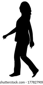 walking girl silhouette vector