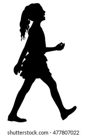 walking girl silhouette vector 