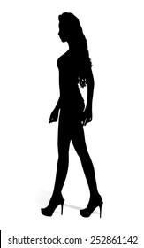 Walking girl, vector