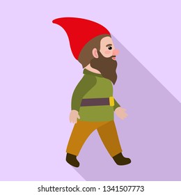 Walking gnome icon. Flat illustration of walking gnome vector icon for web design