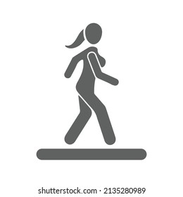 Zu Fuß, geh das Symbol weg. Graues Vektordesign.