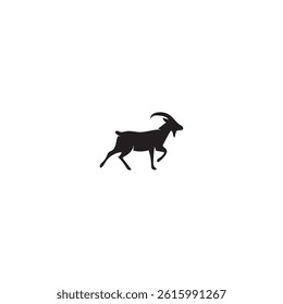 Walking Goat Silhouette with White Background. 