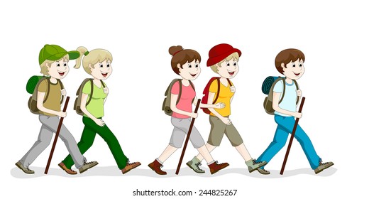 Walking group in the summer