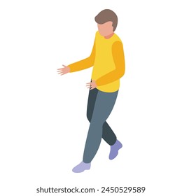 Walking guy icon isometric vector. Outdoor movement. Modern person