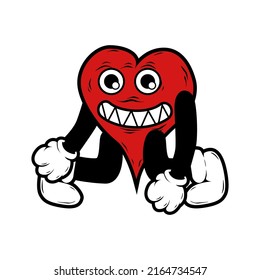Walking Heart Patch V23 Patch Streetwear, Urban Design Patch Red and Black Color Patch Commercial Use