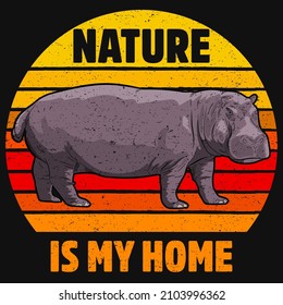 Walking hippopotamus in solid colors