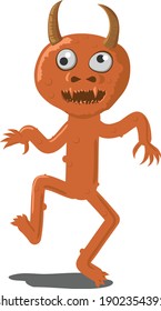 Walking horned monster vector illustration