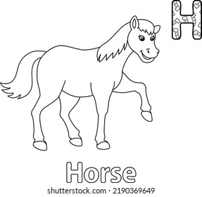 Walking Horse Alphabet ABC Coloring Page H