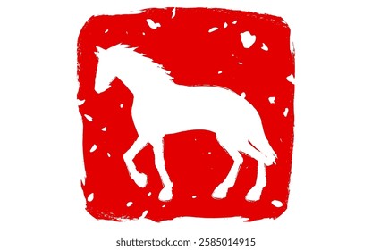 Walking horse, stamps for the year of the horse, 2026, Vector Illustration