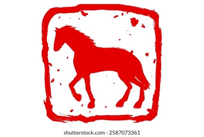 Walking horse, stamps for the year of the horse, 2026, Vector Illustration