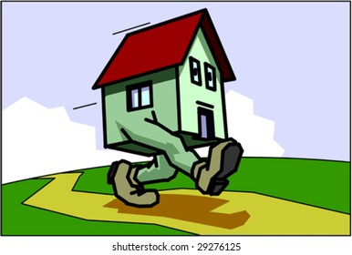 Walking House in landscape