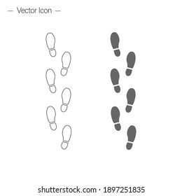 Walking human footprints icon. Isolated vector illustration. Flat and line design.