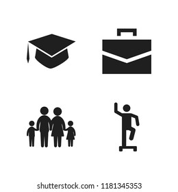 walking icon. 4 walking vector icons set. university, steps and family silhouette icons for web and design about walking theme