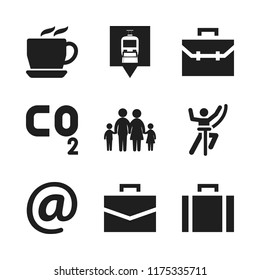 walking icon. 9 walking vector icons set. arroba, employment mug and family silhouette icons for web and design about walking theme