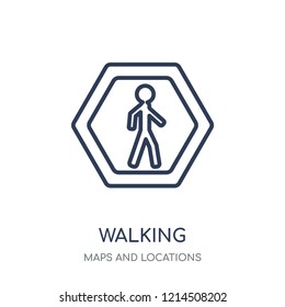 Walking icon. Walking linear symbol design from Maps and locations collection. Simple outline element vector illustration on white background.