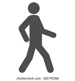 Walking icon from Man Poses Set. Style: monochrome gray icons, rounded corners, white background.