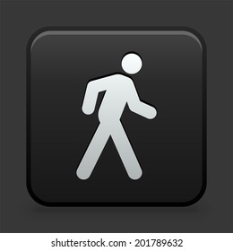 Walking Icon on Black and White Button 