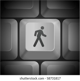 Walking Icon on Computer Keyboard Original Illustration