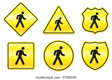 Walking Icon on Yellow Designs Original Illustration