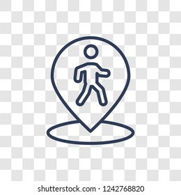 Walking icon. Trendy linear Walking logo concept on transparent background from Maps and Locations collection