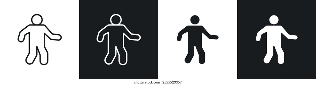 Walking icon vector collection in black and white.