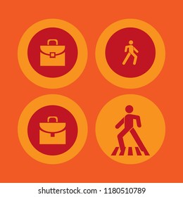walking icon. walking vector icons set pedestrian and briefcase