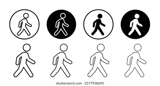 Walking icon vector line logo mark or symbol set collection