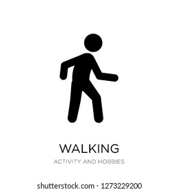 walking icon vector on white background, walking trendy filled icons from Activity and hobbies collection, walking simple element illustration