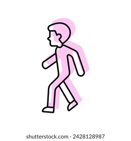 Walking icon, walk, hike, stroll, stride color shadow thinline icon, editable vector icon, pixel perfect, illustrator ai file