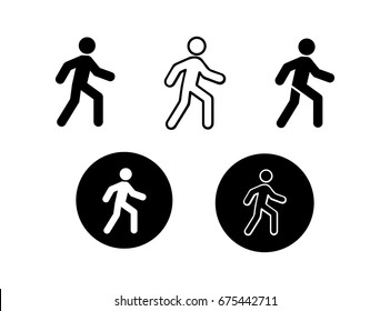 Walking icons black and white