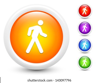 Walking Icons on Round Button Collection Original Illustration