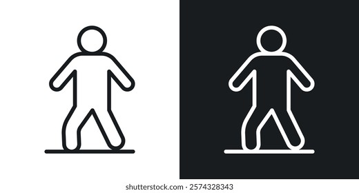 Walking icons in thin black and white stroke liner style