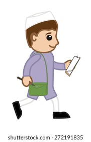 Walking Indian Cartoon Politician Character