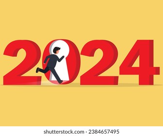 Walking into the 2024, Business opportunity . 2024 business start of business man