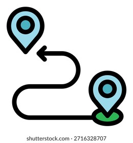 Icono de itinerario caminando. Esquema de itinerario de caminata Vector icono de color plano aislado