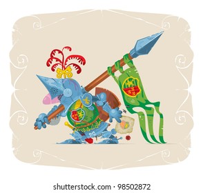 Walking Knight, carrying a spear, vector