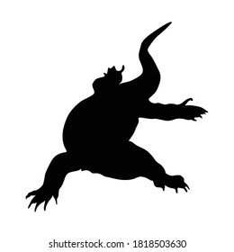 Walking Komodo Dragon (Varanus komodoensis) On a Front View Silhouette Found In Indonesian. Good To Use For Element Print Book, Animal Book and Animal Content