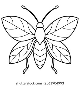 walking leaf insect flat vector illustration on white background