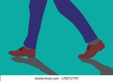 Walking Legs With Leather Shoes Of Young Businessman Illustration