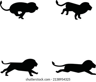Walking Lion icon set simple