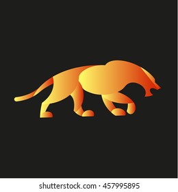 Walking lion illustration stylish vector logos