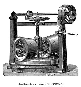 Walking machine dough, vintage engraved illustration. Industrial encyclopedia E.-O. Lami - 1875.