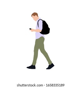 Walking male person sihouette illustration (side view)