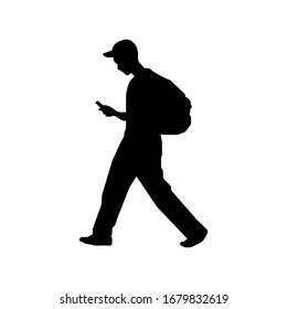Walking male person sihouette illustration (side view)