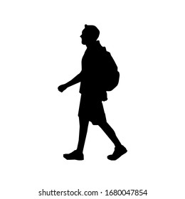 Walking male person sihouette illustration (side view)