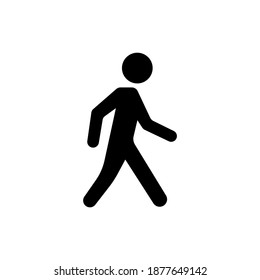 Walking man black icon isolated. Pedestrian symbol. Get to your destination on foot concept. Vector EPS 10