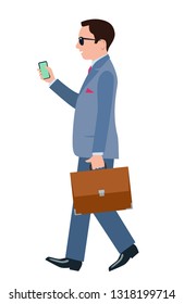 Walking Man Case Talking Cell Phone Stock Vector (Royalty Free ...