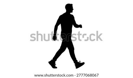 Walking man in casual clothes full body silhouette high quality