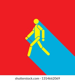 walking man colorful vector icon with long shadow. human walk pictogram. flat illustration easy to edit and customize. eps 10