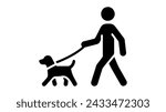 Walking man with a dog vector icon on white background